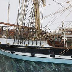 Fine Waterline Model of the British Iron Clipper Ship “Commonwealth” in Glass Case