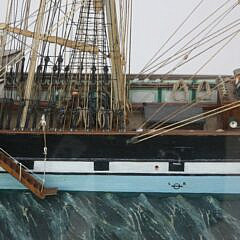 Fine Waterline Model of the British Iron Clipper Ship “Commonwealth” in Glass Case