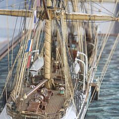 Fine Waterline Model of the British Iron Clipper Ship “Commonwealth” in Glass Case