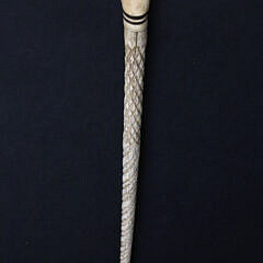 Whaleman Carved Antique Whale Ivory and Whalebone “T” Handle Cane, 19th Century