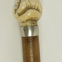 Japanese Carved Bone Monkey Knob Walking Stick, 19th Century