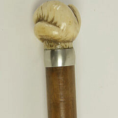 Japanese Carved Bone Monkey Knob Walking Stick, 19th Century