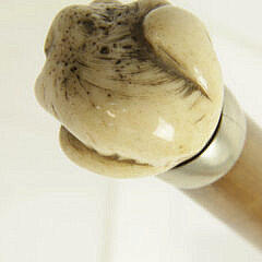 Japanese Carved Bone Monkey Knob Walking Stick, 19th Century