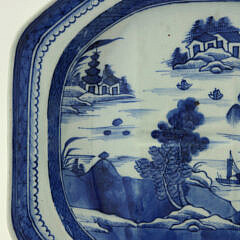 Canton Oblong Well and Tree Platter, 19th Century