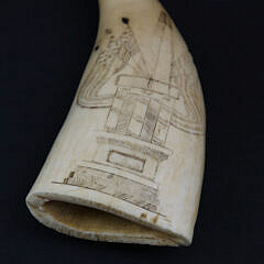 Antique Scrimshaw Sperm Whale Tooth, 19th Century