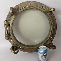 Large Antique Solid Brass Ship’s Porthole Window