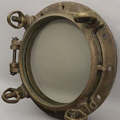 Large Antique Solid Brass Ship’s Porthole Window