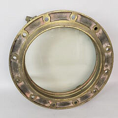 Large Antique Solid Brass Ship’s Porthole Window