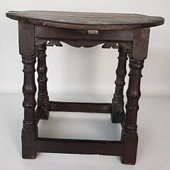 18th Century English Oak Drop Leaf Joint Stool End Table