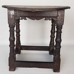 18th Century English Oak Drop Leaf Joint Stool End Table