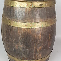 English Oak Brass Bound Ship’s Barrel Peat Bucket, 19th Century