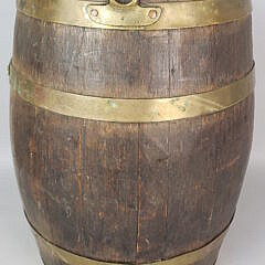 English Oak Brass Bound Ship’s Barrel Peat Bucket, 19th Century