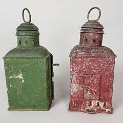 Pair of Antique Tin Port and Starboard Ship Lights, 19th Century