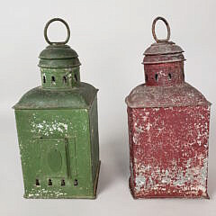 Pair of Antique Tin Port and Starboard Ship Lights, 19th Century