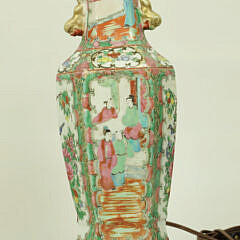 Two Chinese Enamelled Porcelain Boudoir Lamps, 19th Century