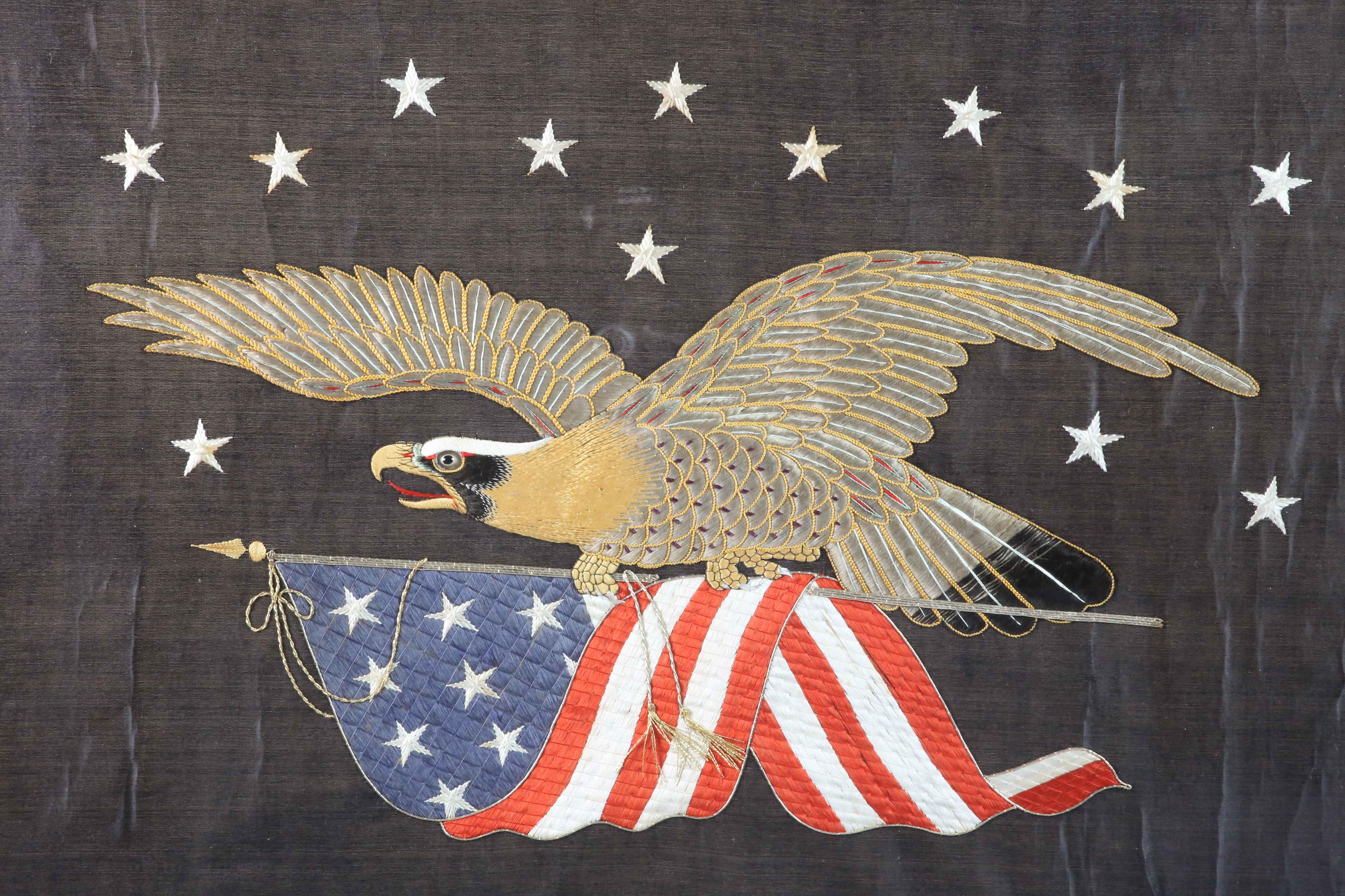 Antique Japanese Silk Embroidered Federal Eagle - Antique