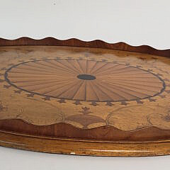 Antique English Satinwood Inlaid Oval Serving Tray