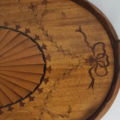 Antique English Satinwood Inlaid Oval Serving Tray