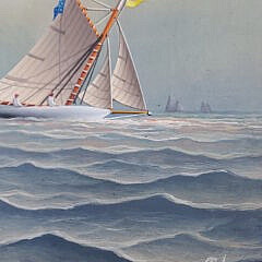 George Nemethy Oil on Board, “Racing Sloop”