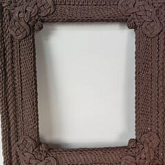 Elaborate Antique Sailors Macrame Decorated Frame, 19th Century