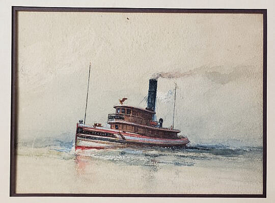 2819-955 Tug Boat Watercolor A