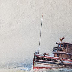 Fine Antique Watercolor on Paper of the Harbor Tugboat, “Rescue”