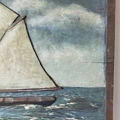 Vintage Relief Carved and Painted Two Masted Schooner Plaque