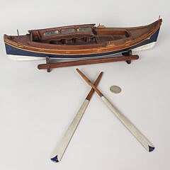 Carved and Painted Yacht Club Launch Boat Model, 19th Century