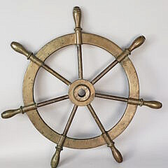 Antique Vintage Solid Brass 7-Spoke Captain’s Yacht Wheel