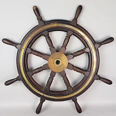 Antique John Hastie Eight-Spoke Captain’s Ship Wheel, Greenock, Scotland, 19th Century