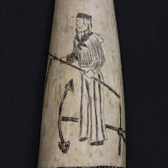 Antique Scrimshaw Walrus Tip, late 19th Century