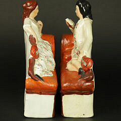 Pair of Staffordshire Figures Reclining on Daybed, 19th Century