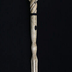 Rare Open-Carved Antique Whale Ivory and Whalebone Walking Stick, early 19th Century