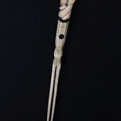 Rare Open-Carved Antique Whale Ivory and Whalebone Walking Stick, early 19th Century