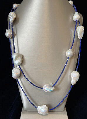 41756 Lapis Lazuli Pearl Necklace A IMG_1074