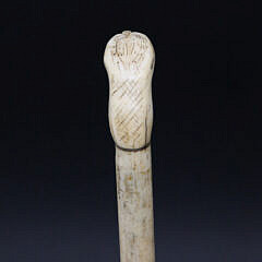 Antique Scrimshawed Falcon’s Head Whalebone Swagger Stick, 19th Century