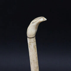 Antique Scrimshawed Falcon’s Head Whalebone Swagger Stick, 19th Century