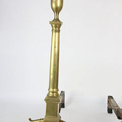 Pair of Newport Rhode Island Chippendale Brass Andirons, circa 1780