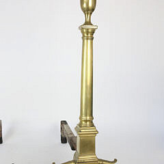 Pair of Newport Rhode Island Chippendale Brass Andirons, circa 1780