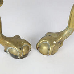 Pair of Newport Rhode Island Chippendale Brass Andirons, circa 1780