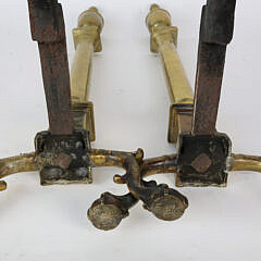 Pair of Newport Rhode Island Chippendale Brass Andirons, circa 1780