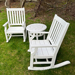 Pair of Weatherend Rockers and Table in High-Gloss White Weatherend Finish