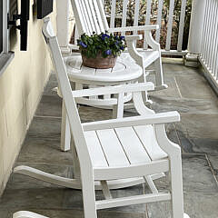 Pair of Weatherend Rockers and Table in High-Gloss White Weatherend Finish