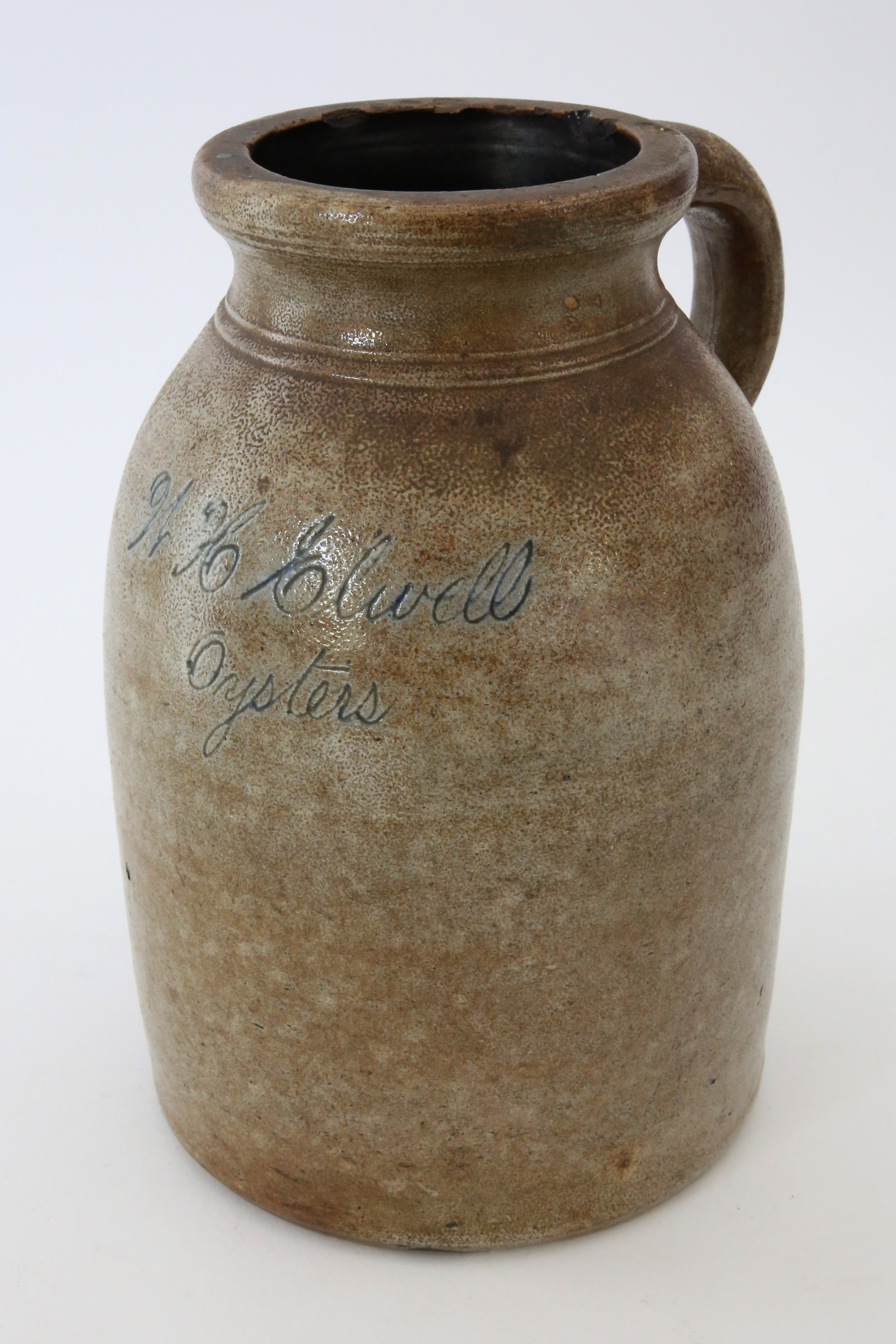 Scarce Antique American Stoneware OysterJar Circa 1860 Scarce Antique