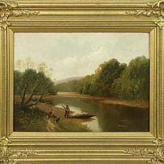 T. Hardy Oil on Canvas “The River Crossing”, circa 1890