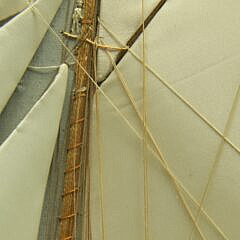 Thomas Willis Silk Embroidery on Painted Canvas “Two Sloops on Choppy Seas”