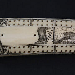 Eskimo Scrimshaw Walrus Tusk Cribbage Board, circa 1890s