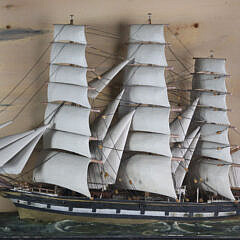 Shadowbox Model of a Three-Masted Ship, late 19th Century