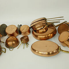 Collection of 25 Pieces of Vintage Duparquet New York and French Copper Cookware