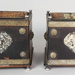 Pair of Continental Classical Revival Silver Mounted Cedar Cachepots